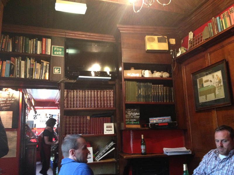 The back room of Kay's Bar, known as the library